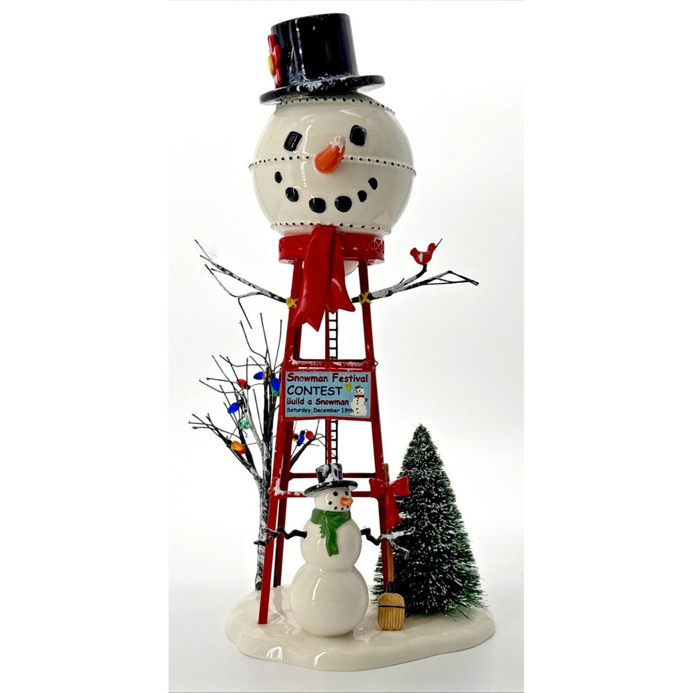 Dept 56 Snowman Water Tower Christmas Village Accessory 12" Tall #800013 w/Box